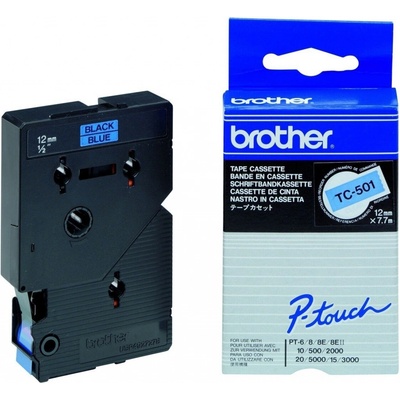 Brother TC-501 černý tisk/modrý 7.7 m 12 mm