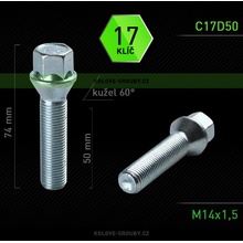 Šroub na kola M14x1,5x50 kužel, klíč 17