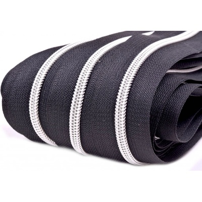Prima-obchod Zip spirálový No 5 stříbrný metráž, barva Černá/stř.zuby