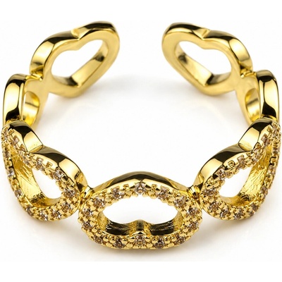 Solla Golden Links dámsky medený prsteň zlatý so zirkónmi CH Z PR29