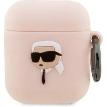 Karl Lagerfeld Кейс Karl Lagerfeld KLA2RUNIKP за AirPods 1/2, розов / розов, Silicone Karl Head 3D (KF001465-0)