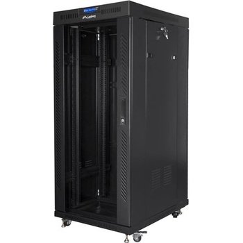 Lanberg rack cabinet 19" free-standing 27U-800x1000 (flat pack) with glass door lcd black v2 (FF01-8027-12BL)