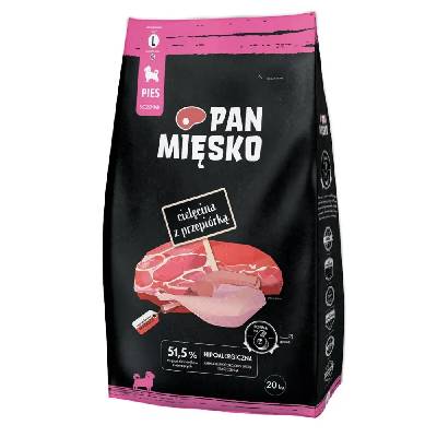PAN MIĘSKO Телешко с пъдпъдък L puppy - суха храна за кучета - 20кг (5905342292494)