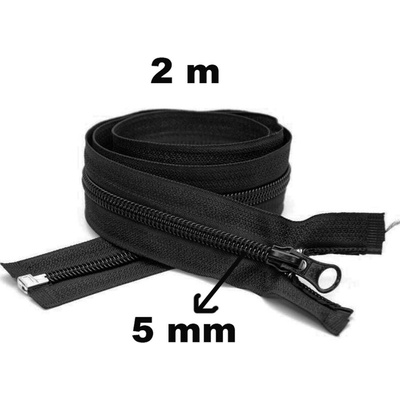 Zip spirálový Dělitelný Černý 5 mm délka 200 cm
