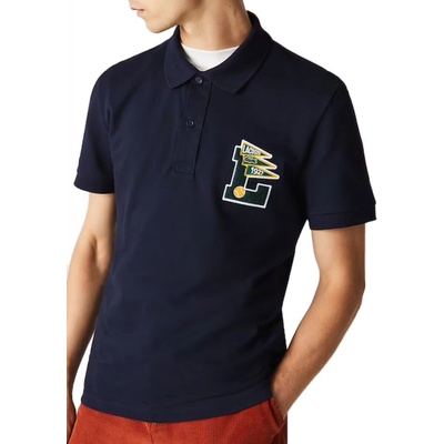 Lacoste Men’s Badge Cotton Piqué Polo Shirt navy blue