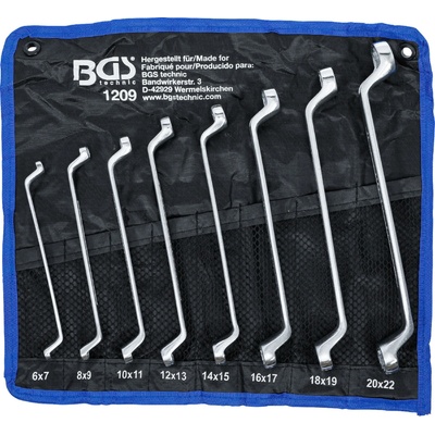 BGS Technic Sada obojstranných očkových kľúčov zalomené 6 x 7 - 20 x 22 mm 8-dielna BGS 1209