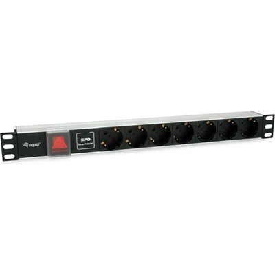 Equip Разпределителна кутия за захранване Equip - 333309 (Schuko, 7 Schuko, Rack 1U, защита от пренапрежение, 1, 8 м кабел, алуминий, черна) (333309)