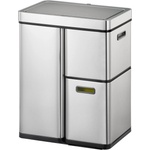 EKO-Europe Кош за разделно събиране на отпадъци EKO MIRAGE PLUS сензорен - 60 л (30+15+15) - хром мат (EKO 933858 - Matt s/s)