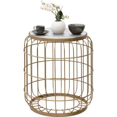 TopMebel Muller метален - Мдф стол - странична маса в златист - бял цвят 35x35x47см