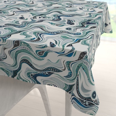 Biante bavlna čtvercový ubrus Sandra SA-587 Modro-zelené designové vlnky na mintovém 110x110cm