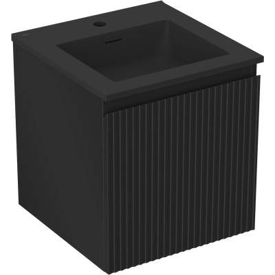 Rivel баня шкаф 45 см с мивка Otis, 1 чекмедже, релефен, черен мат - 91A20-04547-1-BF71-W18M71 (91A20-04547-1-BF71-W18M71)