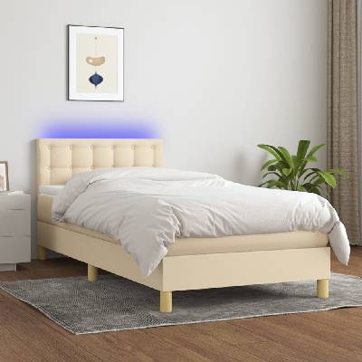 vidaXL 3133998 Boxspring postel s matrací a LED textil / barva krémová