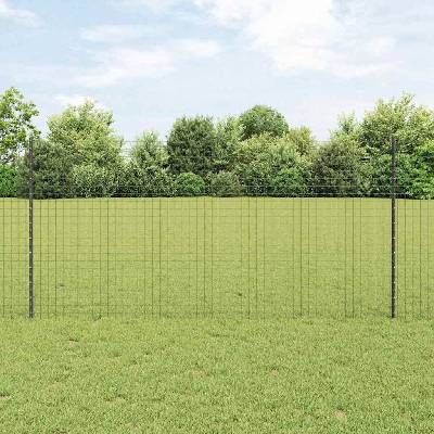 OMAXI Euro plot s pilotem 10 x 1,2 m Ocel potažená PVC Šedá Síťovina 923059