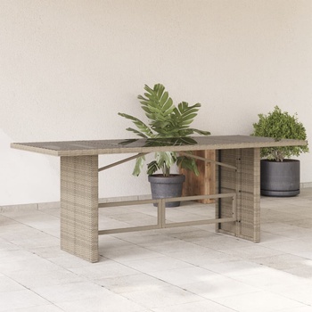 Image 1 of vidaXL Градинска маса стъклен плот светлосива 190x80x74 см полиратан (365308)