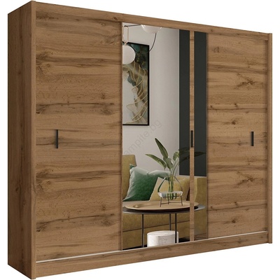 EMS Гардероб с огледало SABRINA 250x215 см, дъб волтан (MT0046)