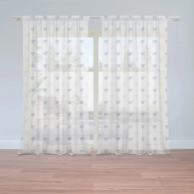Sablio Záclony Srdiečka na bielej: 2ks 150x250cm