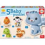 Educa Бебешки пъзел Educa 5 в 1 - Бебета животни (EDU13473) - baby