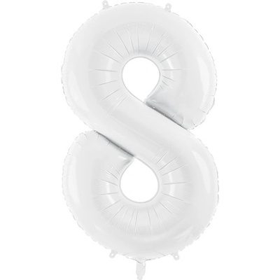 PartyDeco Fóliový balónek číslo8 BÍLÝ 86 cm