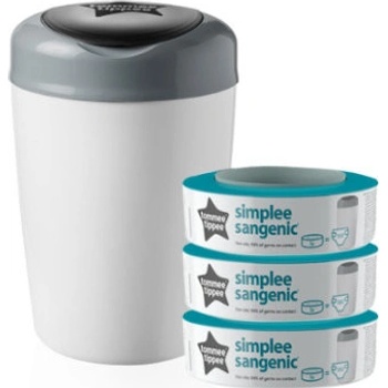 Tommee Tippee Kbelík na pleny Sangenic Simple e včetně 3 kazet bílý šedý