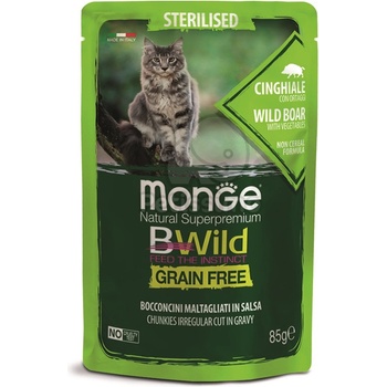 Monge BWild Grain Free Sterilised мокра храна за котки - дива синя със зеленчуци 85 г