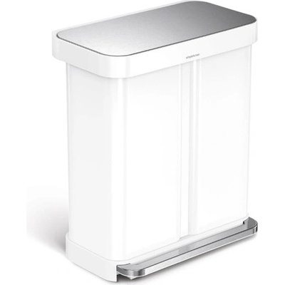 Simplehuman pedálový odpadkový kôš na triedený odpad DUAL 58 L 34/24 biela oceľ CW2118