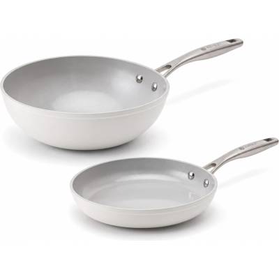 Elmich Základná súprava keramických panví Zen 2 ks - klasická + wok, krémovo biela