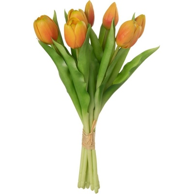 Kytice 7ks oranžových realistických tulipánů - 31cm - J-Line by Jolipa