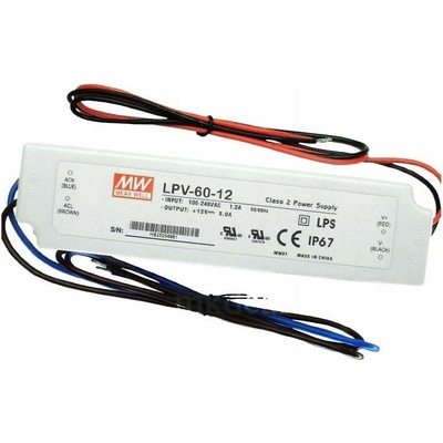 LED zdroj 12V 60W 5A Mean Well LPV-60-12 IP67