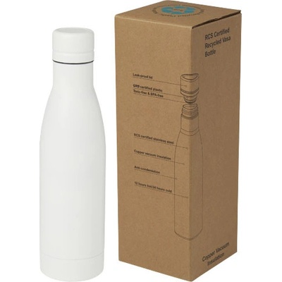 Vasa medená vákuovo izolovaná fľaša z recyklovanej nerezovej ocele s certifikáciou RCS Biela 500 ml