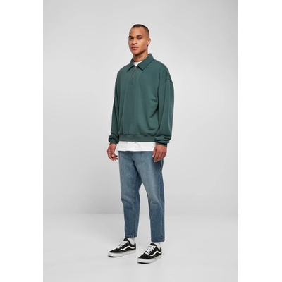 Urban Classics Мъжки суичър с половин цип в зелен цвят Urban Classics Collar CrewUB-TB5577-02245 - Зелен, размер XXL