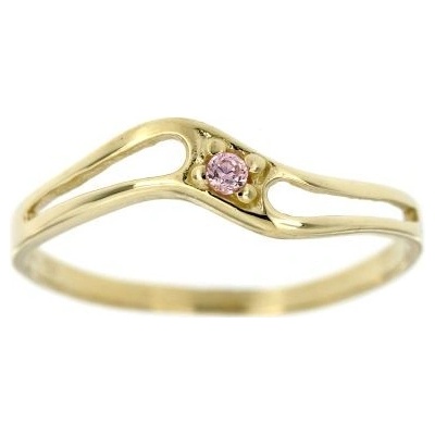 Zlatnictví U Kostela dámský zlatý prsten se růžovým zirkonem F11žr