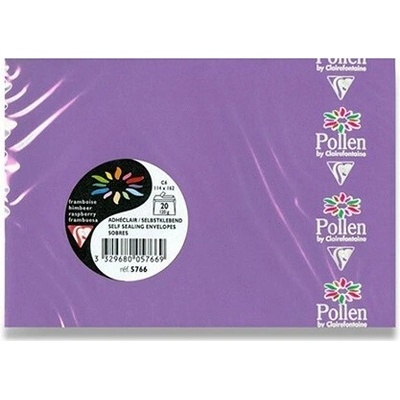 CLAIREFONTAINE papierová obálka C6 (114x162mm) samolepiaca, fialová (20ks)