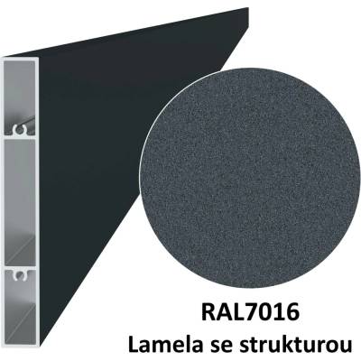 Hliníkový profil 120x16x6000 mm s povrchovou úpravou se strukturou, antracit RAL7016