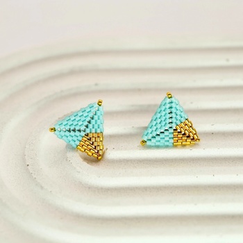 JANSKA DESIGN Náušnice Triangle Tyrkysová se zlatou Visací NAU0018