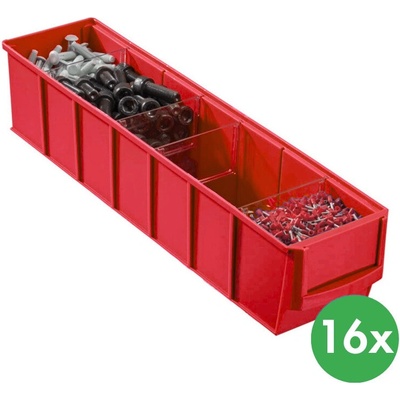 Allit Plastový regálový box ShelfBox typ B 91 x 400 x 81 mm 16 ks červený