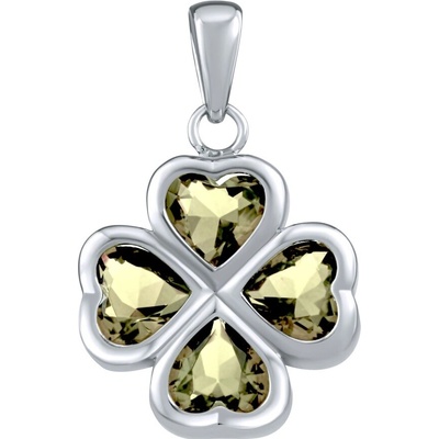 SILVEGO Strieborný prívesok štvorlístok svetlo zelenými Brilliance Zirconia JJJP0085PLG