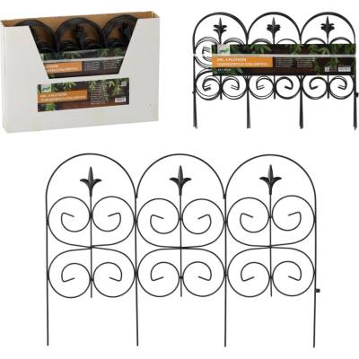 GardenLine комплект стоманена ограда 4бр 63x40см, черна (PERG-N6426)