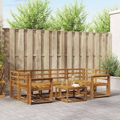 vidaXL Комплект дивани за открито 7 pcs Естествен (3366082)