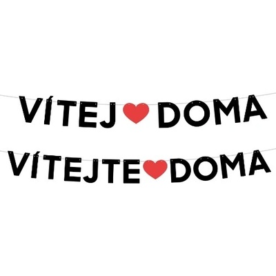 Papírová girlanda Vítej doma / Vítejte doma – černá 110 cm – Zboží Dáma