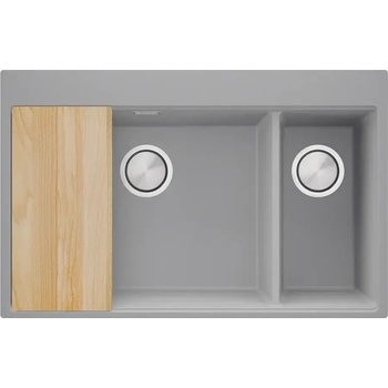 Твоят Стил Сива кухненска гранитна мивка Осло 80 Duo Top 780x500 мм