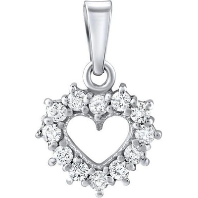 SILVEGO Strieborný prívesok Srdce sa Swarovski zirkónmi B11698s