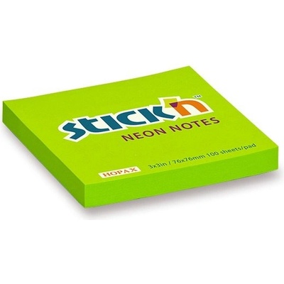 Stick’n by Hopax Samolepicí bloček Notes zelený 76 × 76 mm, 100 listů