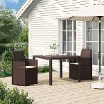 vidaXL Градински Dining Столове 2 бр. Кафяво и кремаво ПП (899989)