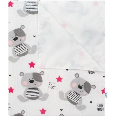 NEW BABY Flanelová nepropustná podložka Cute Teddy růžová 57x47