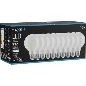 Mexen Vintis 10x LED филамент крушка E27, G80, 6W, Неутрална - 4000K, 720 lm, прозрачна (L155-E27-0640-00x10)