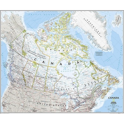 National Geographic Kanada - nástěnná mapa Classic 97 x 81 cm Varianta: bez rámu v tubusu, Provedení: laminovaná mapa v lištách