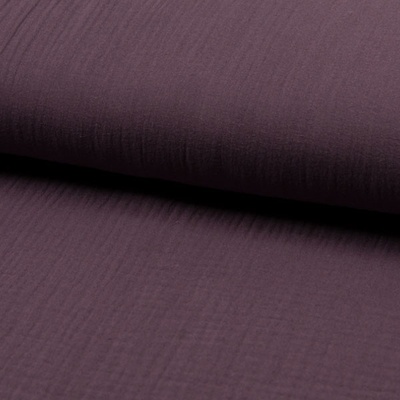 Mušelín/dvojitá gázovina fialovohnědá, š.140