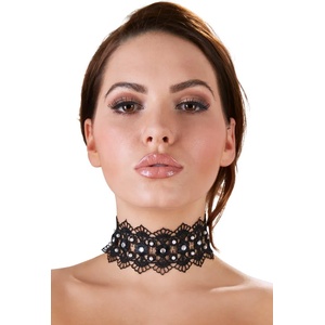 Cottelli Choker with Pearls and Rhinestones 2450186 Black