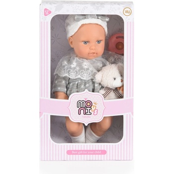Moni Кукла 30 cm Lovely Baby със сива рокля LS1255-11