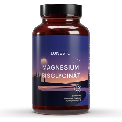 Lunesto Magnesium Bisglycinát, 650 mg, Horčík 130 mg & Vitamín B6, 90 kapsúl